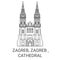 Croatia, Zagreb, Zagreb , Cathedral travel landmark vector illustration