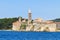 Croatian island of Rab, view on city and fortifications, Croatia