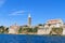 Croatian island of Rab, view on city and fortifications, Croatia