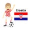 Croatian nation team cartoon,football World,country flags. 2018