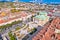 Croatian national theater in Rijeka square aerial view, fountain and architecture