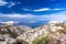 Croatian shoreline, islands and clouds in the sunny day