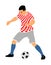 Croatian soccer player in action vector illustration isolated on white background. Football player battle for the ball position.