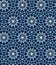 Crochet blue and white snowflakes seamless pattern, vector