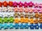 crochet flower handmade in multicolored for invention decoration background texture
