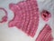 Crochet pink dress with headband