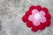 Crochet roses with yarn for giving to those we love, Valentine`s day.