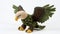 Crocheted Eagle: Dark Beige And Green Hyper-detailed Toy-like Proportions