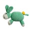 Crocheted green rabbit toy isolated