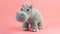 Crocheted hippopotamus toy vibrant backdrop, handcrafted and adorable, Ai Generated