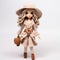 Crocheted Manga Style Girl Doll In Beige Coat And Hat