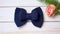 Crocheted Navy Bow Hair Clip - Detailed Texture, Dark Blue, Thanksgiving Gift