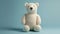 Crocheted polarbear toy vibrant backdrop, handcrafted and adorable, Ai Generated