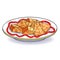 Crockery bowl dish with appetizer bread croutons. vector illustration
