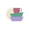 Crockery design vector icon with cup flat isolated illustration