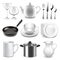 Crockery icons vector set