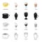 Crockery, kitchen, sets, and other web icon in cartoon style.Chocolate, drink, lableware icons in set collection.