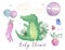 Crocodile baby cute print. Sweet animal Croc. Cool african safari illustration for nursery t-shirt, kids apparel