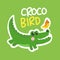 Crocodile Bird Crocobird Cute Vector Design Illustration