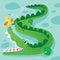 Crocodile and Bird Funny Kid Graphic Illustration