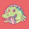 Crocodile character face vector illustration.