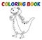 Crocodile dinosaur with sharp teeth in black and white for colouring