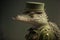 Crocodile dressed as a soldier, created with Generative AI technology