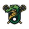 Crocodile head mascot logo for the Lacrosse team logo. vector illustration.