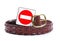 Crocodile leather belt and stop sign