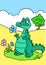 Crocodile looking flower illustration landscape Africa