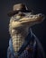 crocodile Mafia wearing a suit realistic illustration generated with AI tools