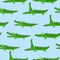 Crocodile pattern design with several alligators - funny hand drawn doodle, seamless pattern.