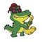 Crocodile playing saxophone cartoon