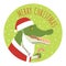 Crocodile santa claus round sticker