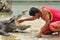 Crocodile show in thailand