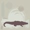 Crocodile silhouette on grunge background. vector