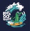 Crocodile surfer cool summer t-shirt print. African animal ride