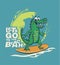 Crocodile surfer cool summer t-shirt print. African animal ride