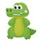 Crocodile vector cartoon crocodilian character of green alligator playing in kids playroom illustration animalistic