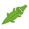 Crocodile vector cartoon crocodilian character of green alligator playing in kids playroom illustration animalistic