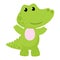 Crocodile vector cartoon crocodilian character of green alligator playing in kids playroom illustration animalistic