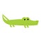 Crocodile vector cartoon crocodilian character of green alligator playing in kids playroom illustration animalistic