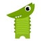 Crocodile vector cartoon crocodilian character of green alligator playing in kids playroom illustration animalistic