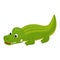 Crocodile vector cartoon crocodilian character of green alligator playing in kids playroom illustration animalistic