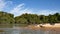 Crocodiles sunbathing on the shore of the Cuiaba river