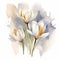 Crocus Blossom Watercolor In Dada Style With Family Themes And Muted Colors