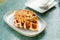 Croffles with almond and caramel - Food Trend that compound word from Croissant and Waffle