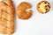 Croissant bakery on white background table