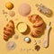 croissant bread breakfast bakery colorful food shot advertising