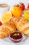 Croissant breakfast croissants orange juice coffee food hotel buffet jam portrait format
